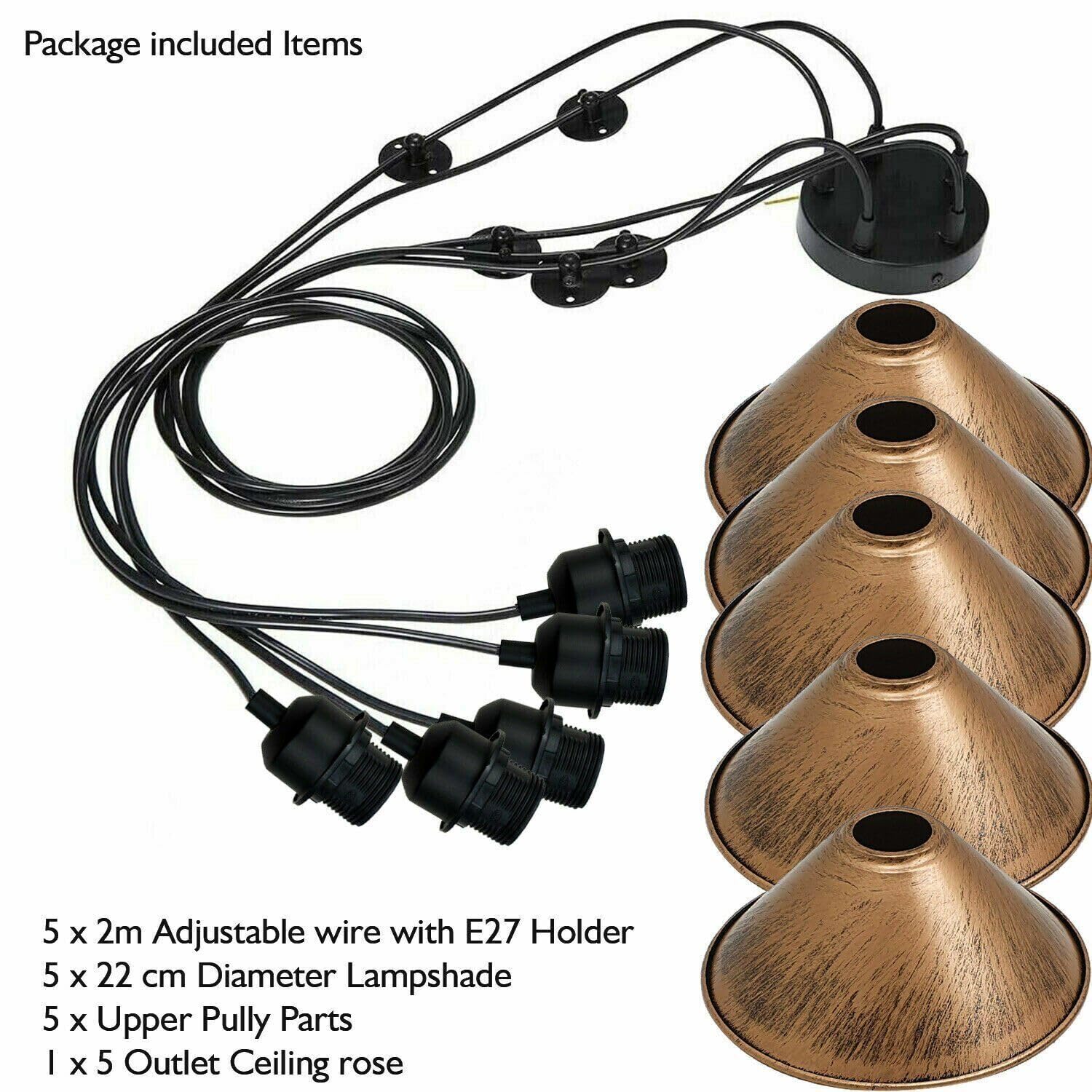 5 Light Spider Pendant Light Height Adjustable Metal~6194