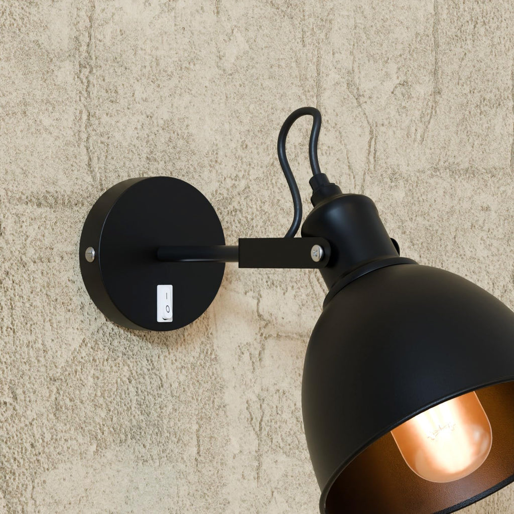 Single Point Drop Metal Ceiling Rose with Integrated Switch for Wall Lights