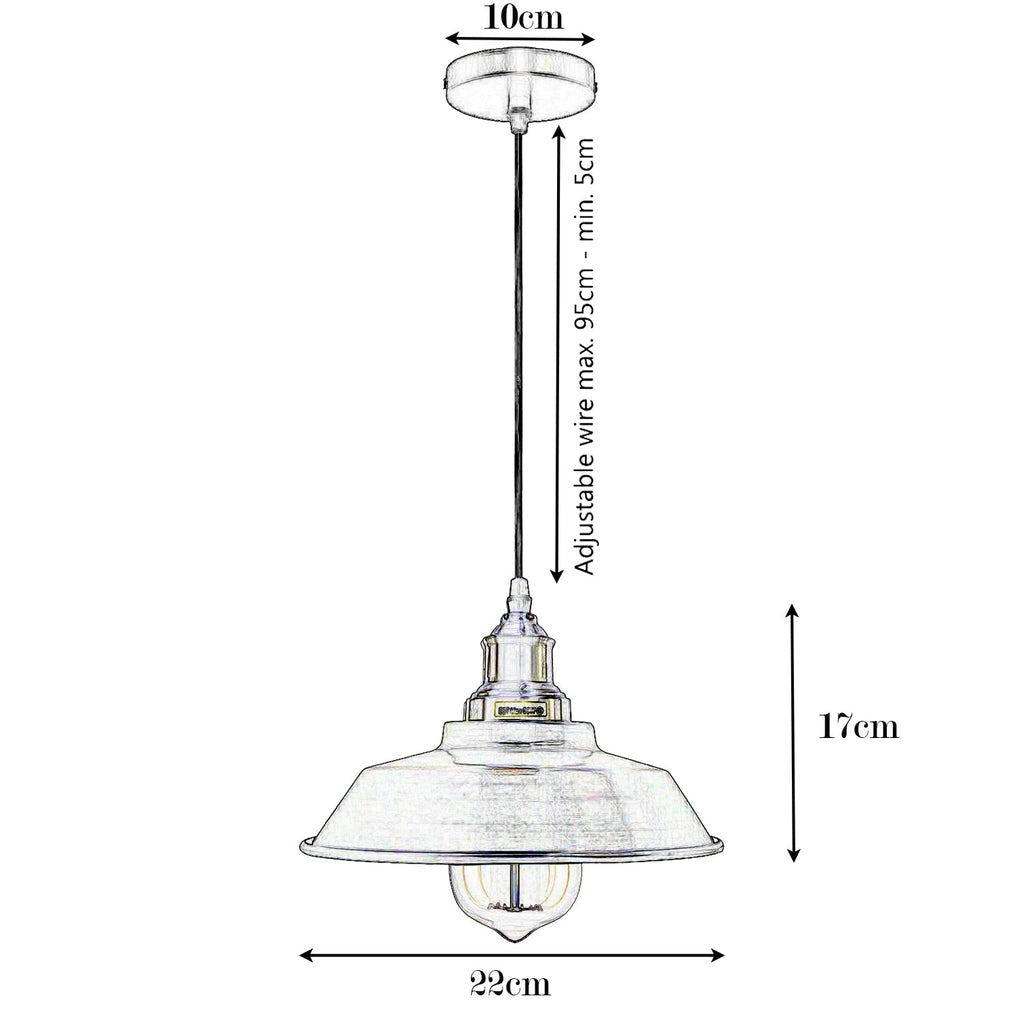Modern Industrial Metal Pendant Light Fixture, Adjustable Height, E27 Satin Nickel
