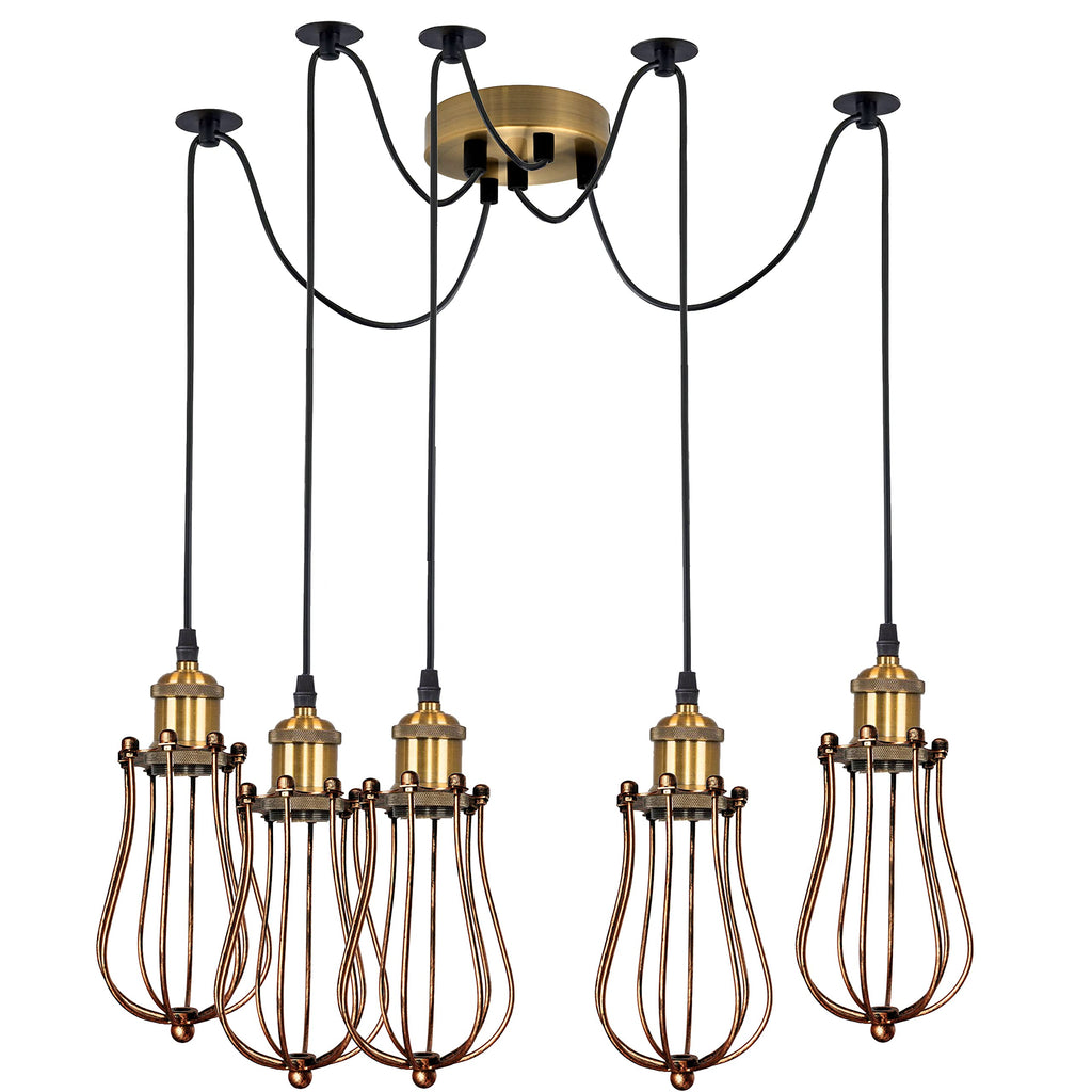 Industrial Modern Copper Finish Adjustable Pendant Light Fixture for Kitchen Home