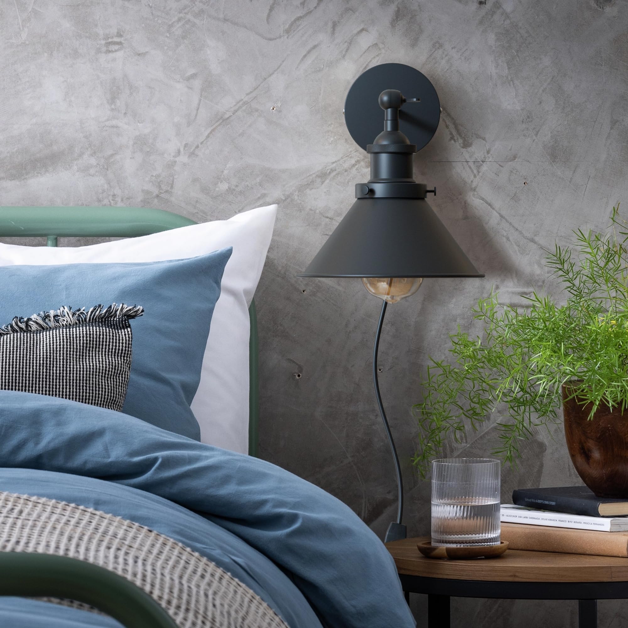 Vintage Industrial Plug-in Wall Light with Dimmer ~6266