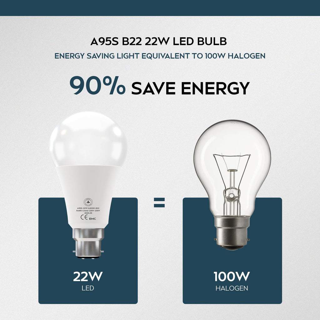 6 Pack LED E27/B22 Bulb 5W-22W Cool White 6400K Non Dimmable ~6294