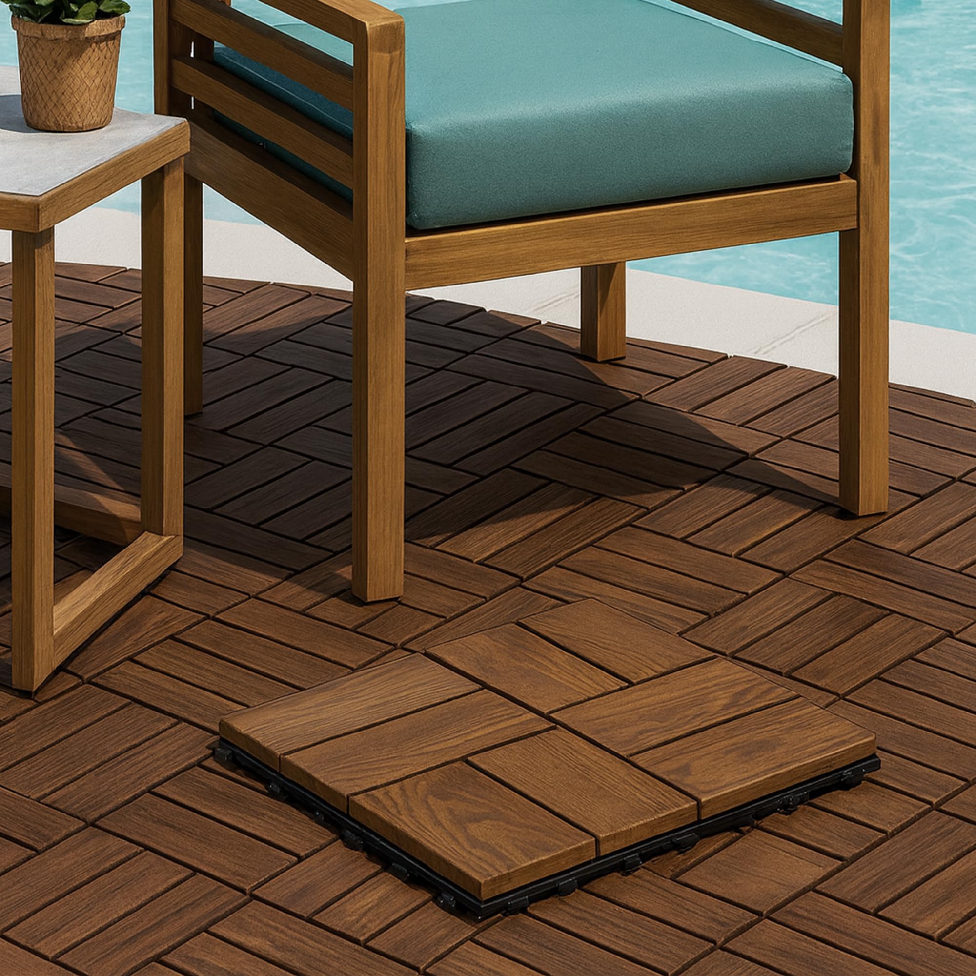 Outdoor Wooden Look Composite Decking Tiles 30cm ~6355
