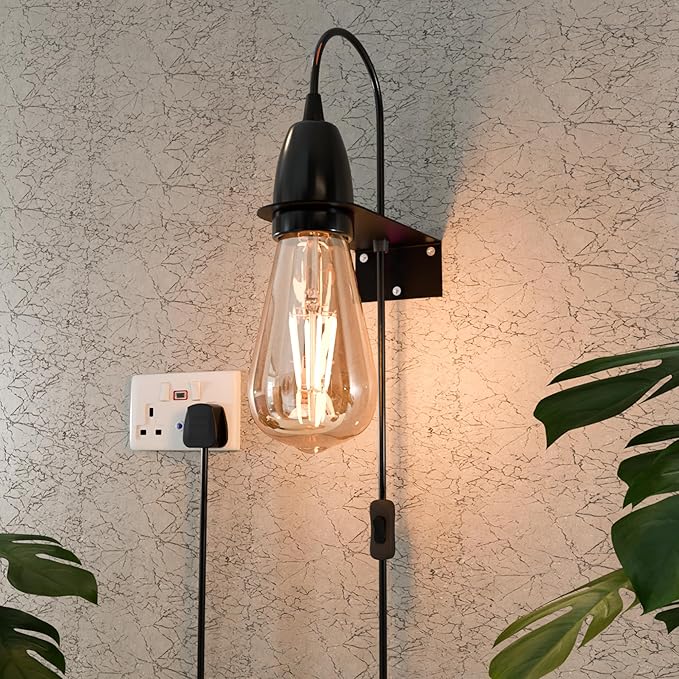 2 Meter Plug-In Pendant Light Kit, On/Off Switch, E27 E14 Lamp Base