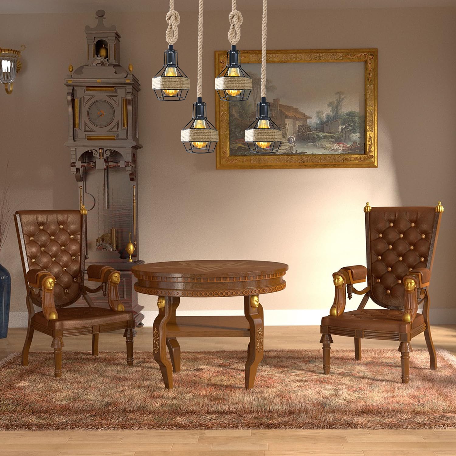 Ceiling Pendant Light Metal Hemp Rope Style ~6203