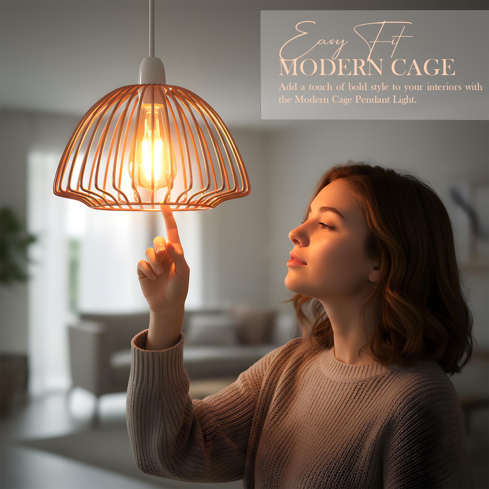 2-Pack Modern Industrial Metal Cage Ceiling Light Shades E27 Fitting