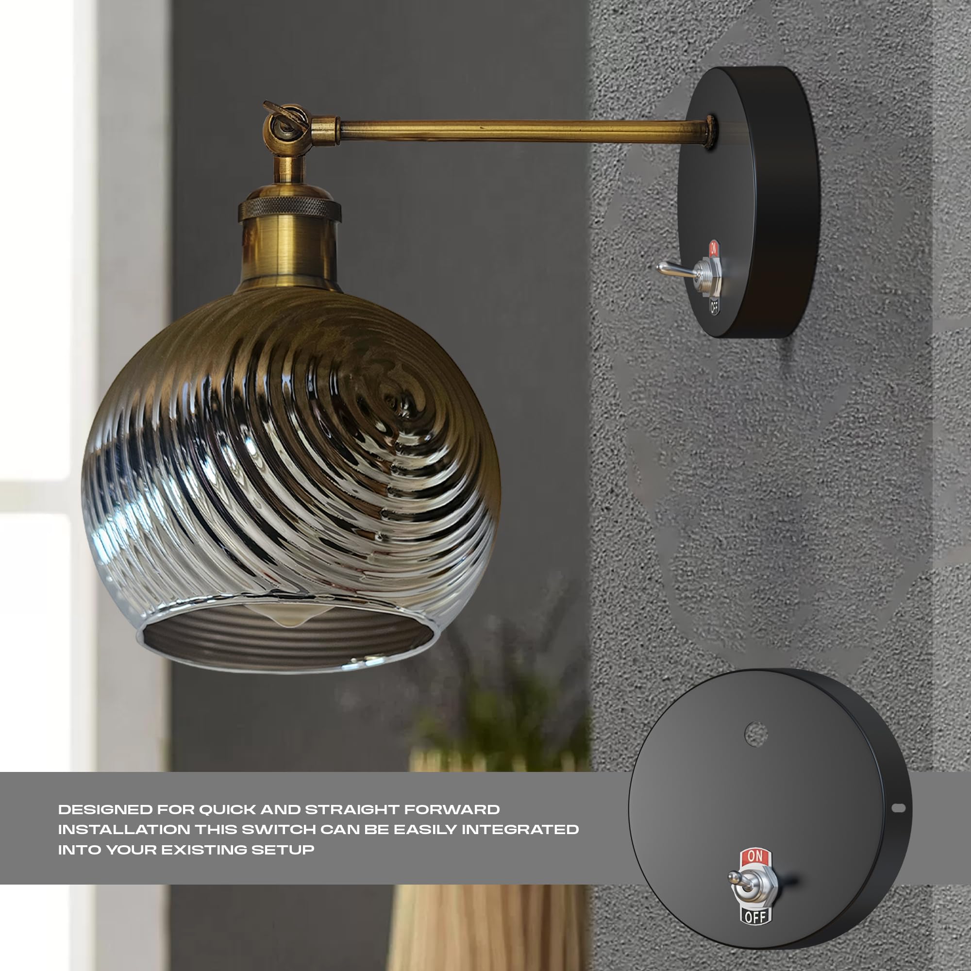 E27 Glass Wall Light With Switch ~6193