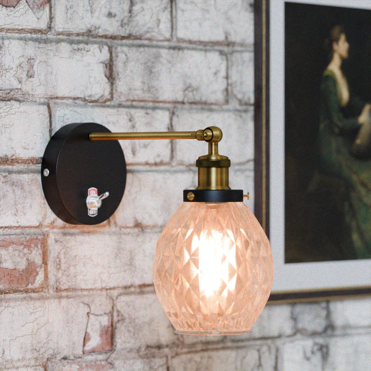 E27 Glass Wall Light With Switch ~6193