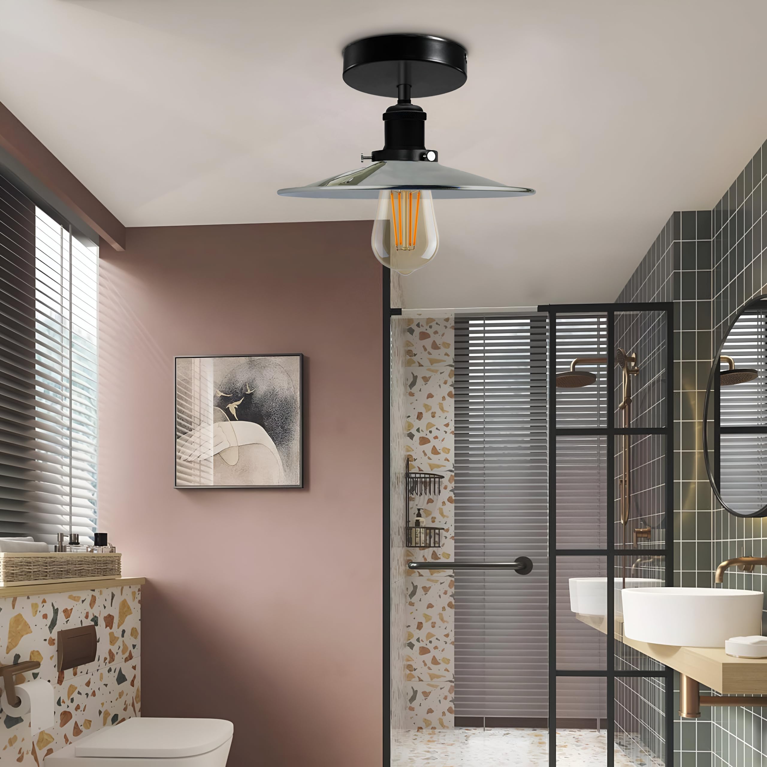 Modern Semi-Flush Mount Industrial Ceiling Light - 6267