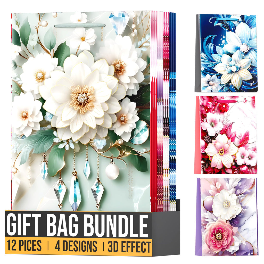 floral gift bag 12 Pack ~6343