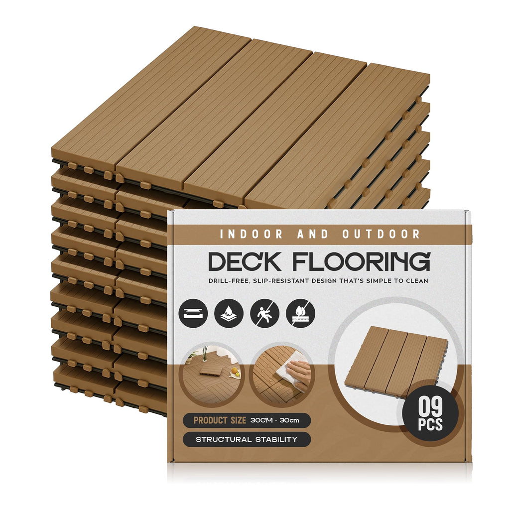 Interlocking Acacia Hardwood Decking Tiles for Outdoor Patio Garden Flooring