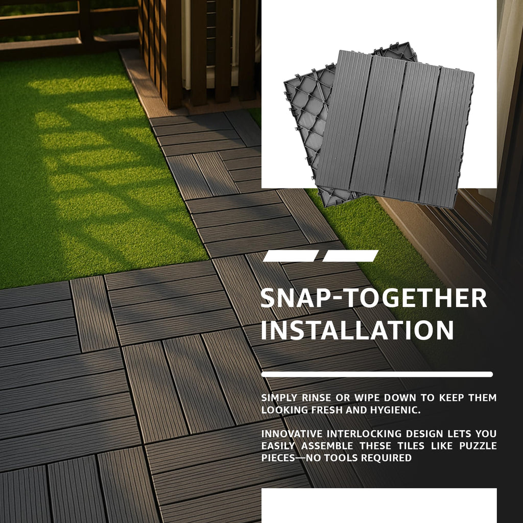 Outdoor Plastic Interlocking Patio Tiles ~6356