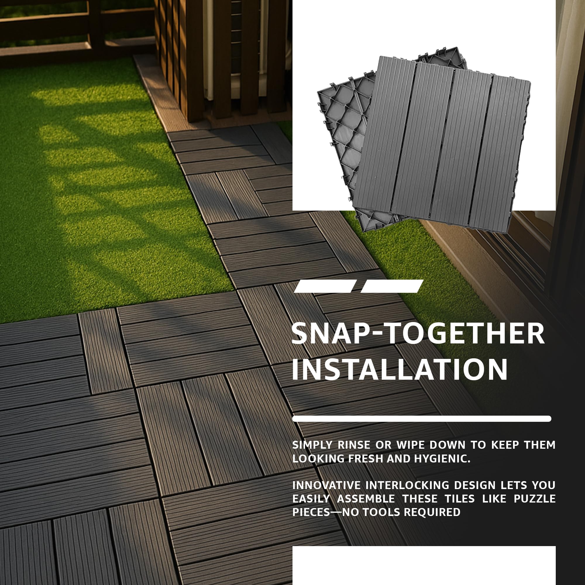 Outdoor Plastic Interlocking Patio Tiles ~6356