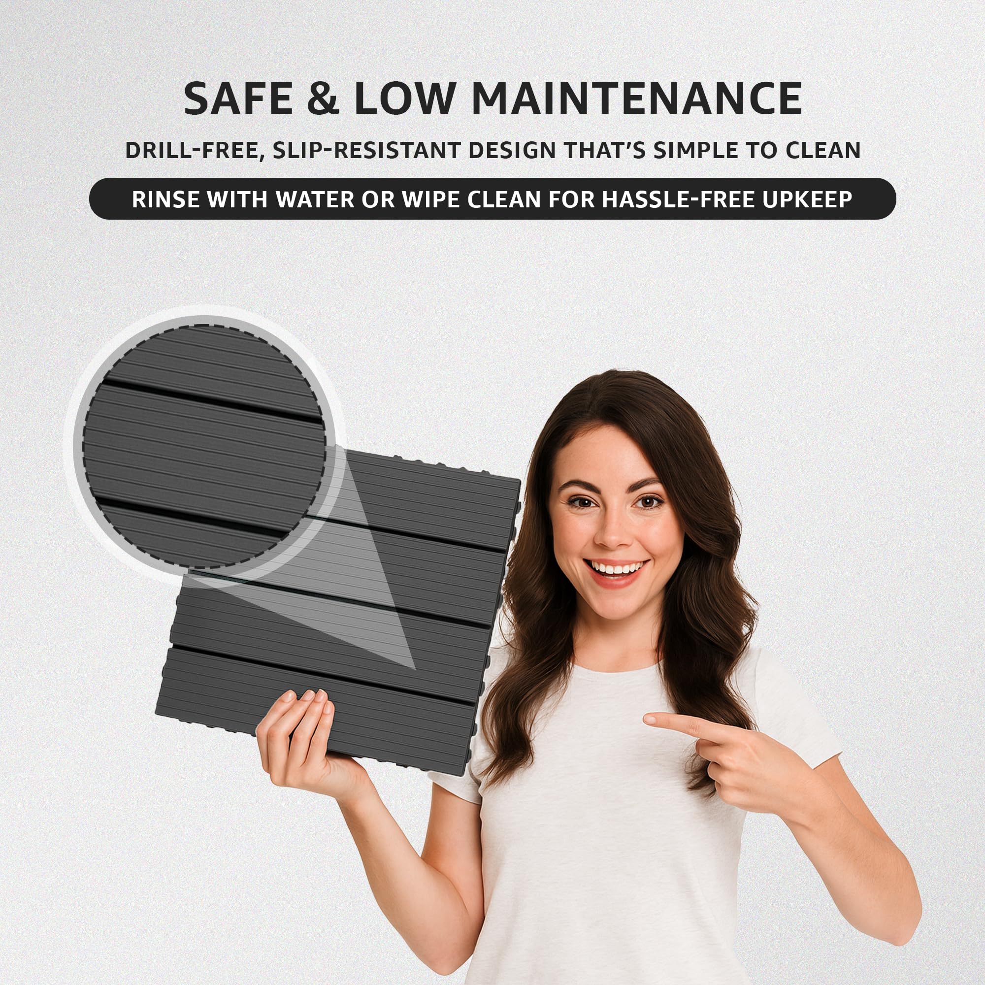 Outdoor Plastic Interlocking Patio Tiles ~6356