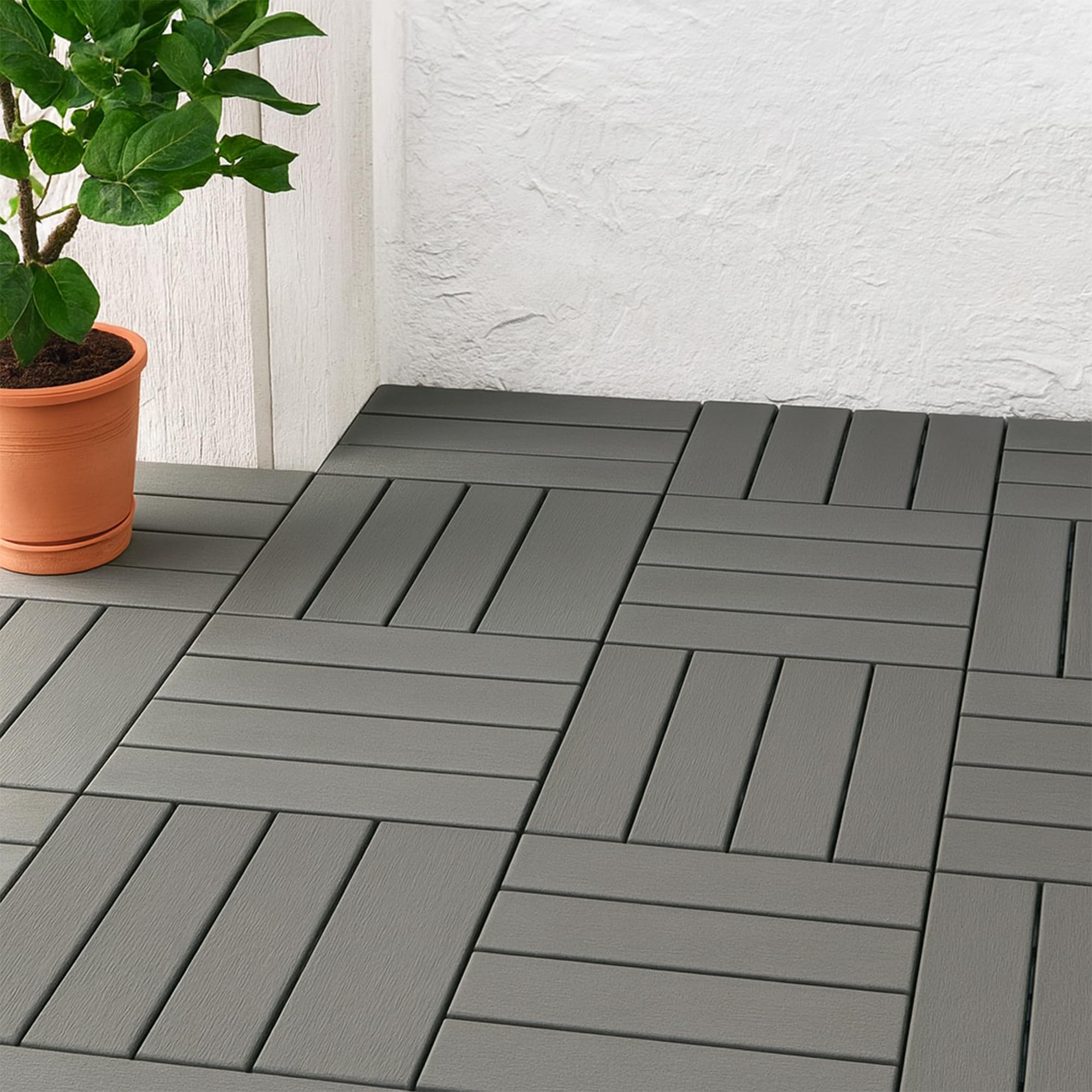 Outdoor Plastic Interlocking Patio Tiles ~6356