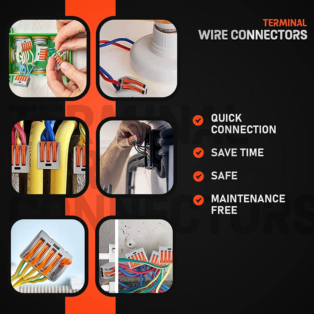 Reusable Spring Lever Electrical Wire Connectors, 2/3/5 Way, Quick Push-In Terminal Block