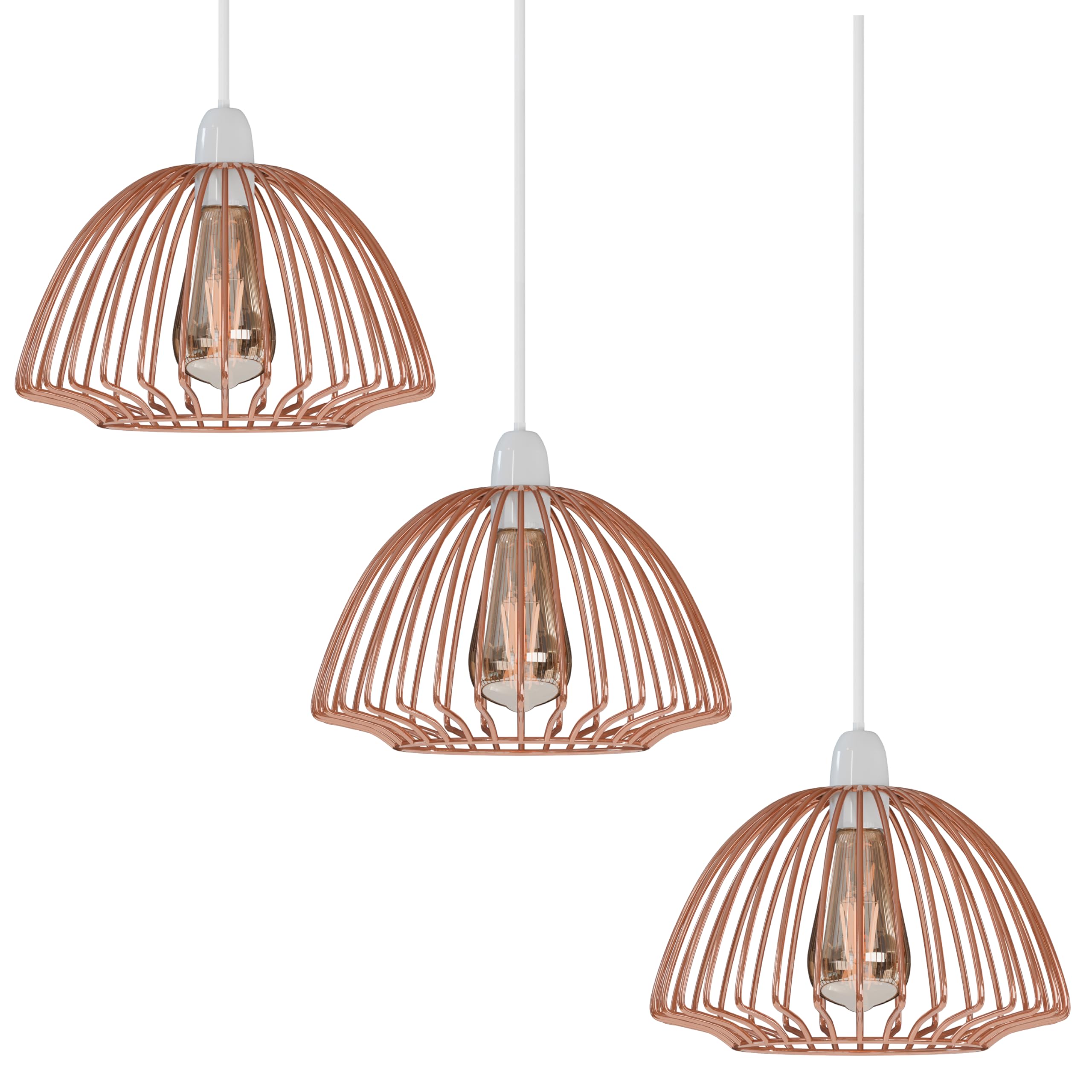 3 Pack Modern Designer E27 Metal Cage Ceiling Light Shades Kit