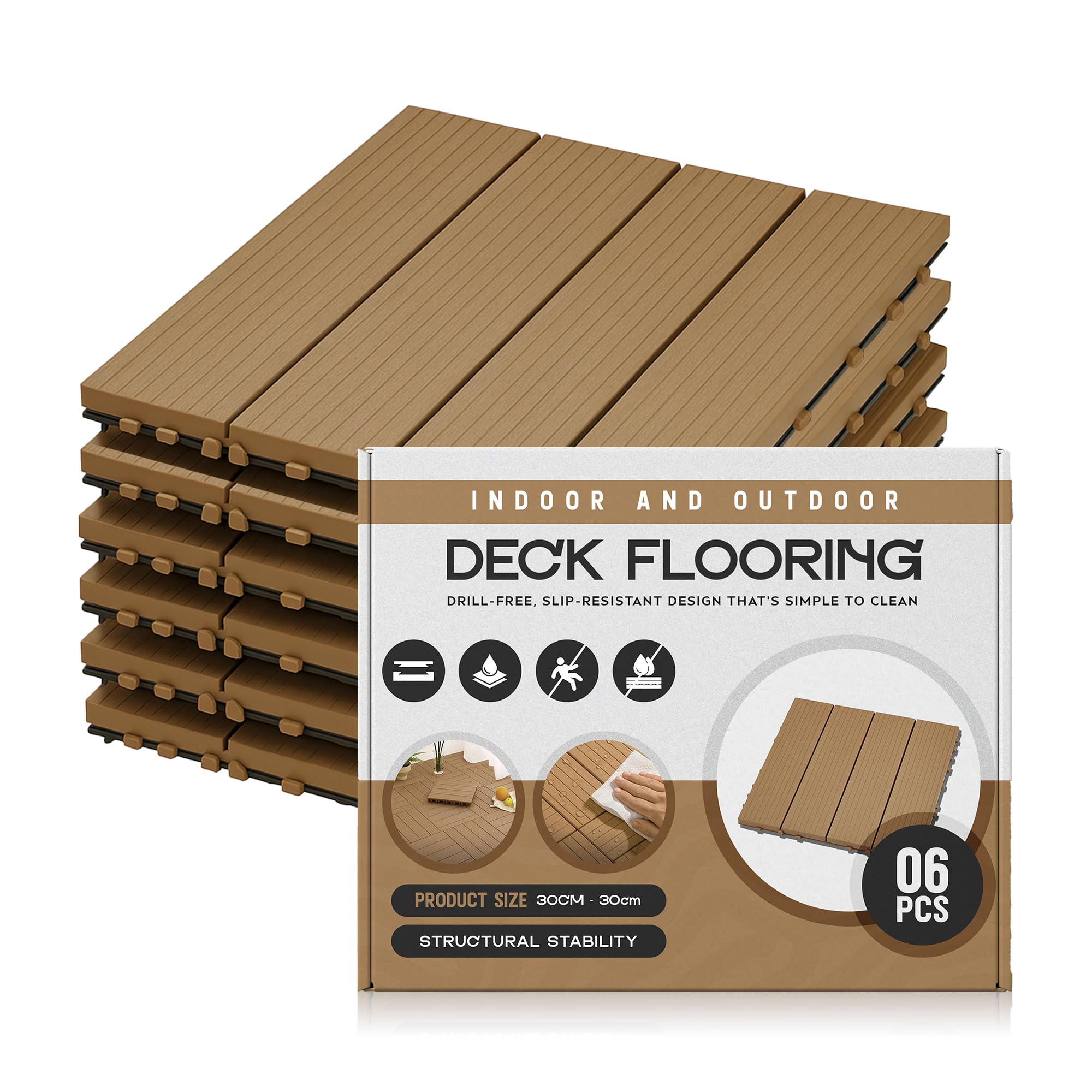 Decking Tiles Light 30cm x 30cm ~6362