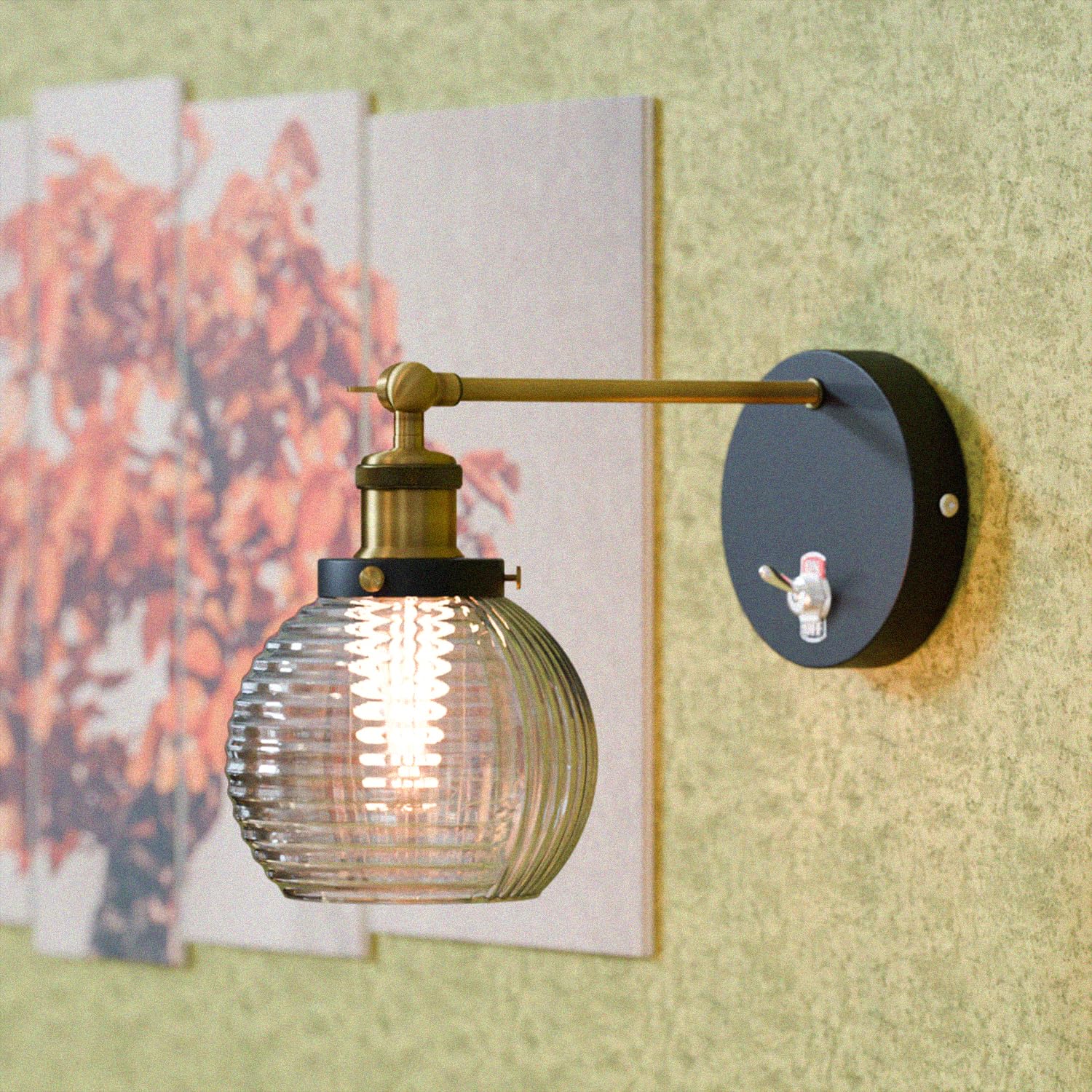 E27 Glass Wall Light With Switch ~6193