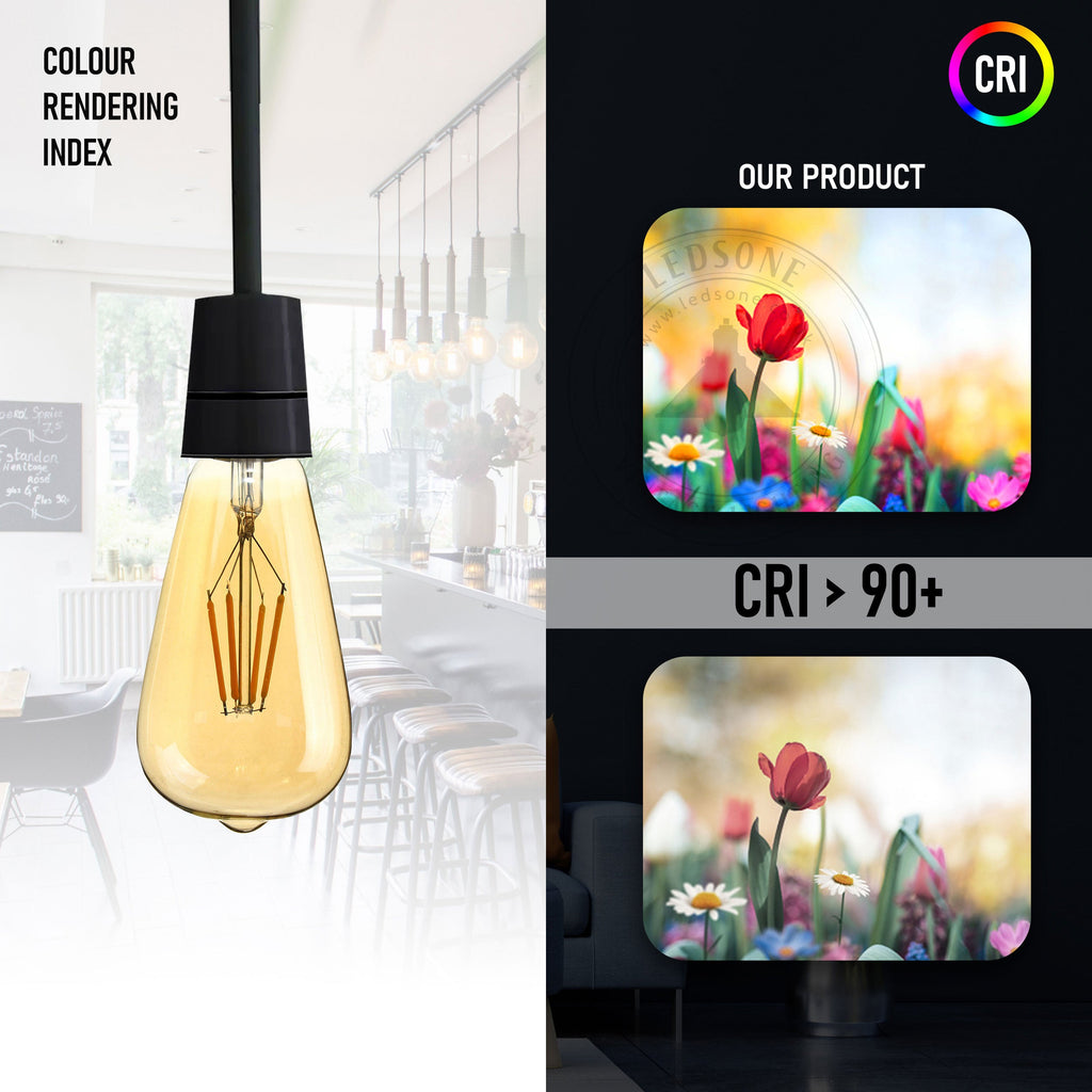 Vintage ST64 E27 4W Dimmable LED Filament Edison Bulb, Warm White