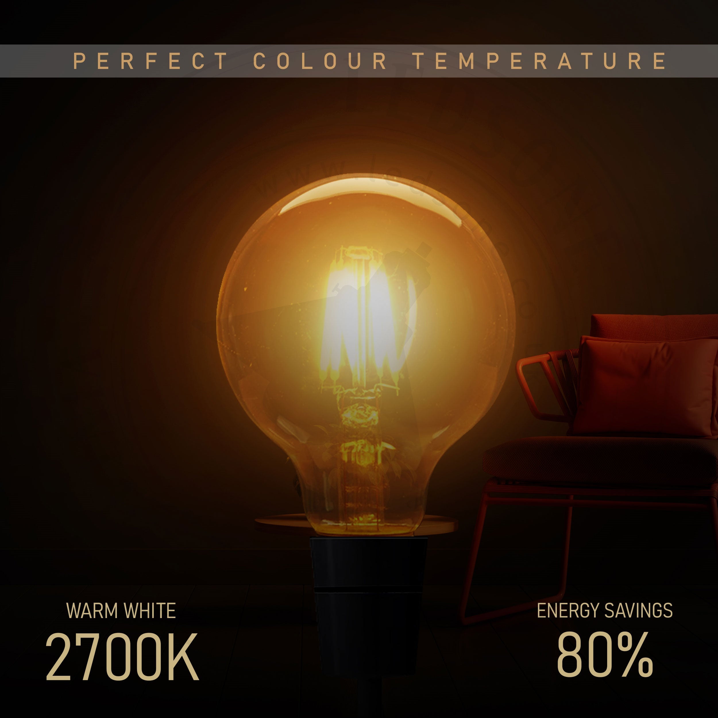 G95 LED Filament Vintage Bulb, 4W B22 Edison Globe, Warm White Dimmable