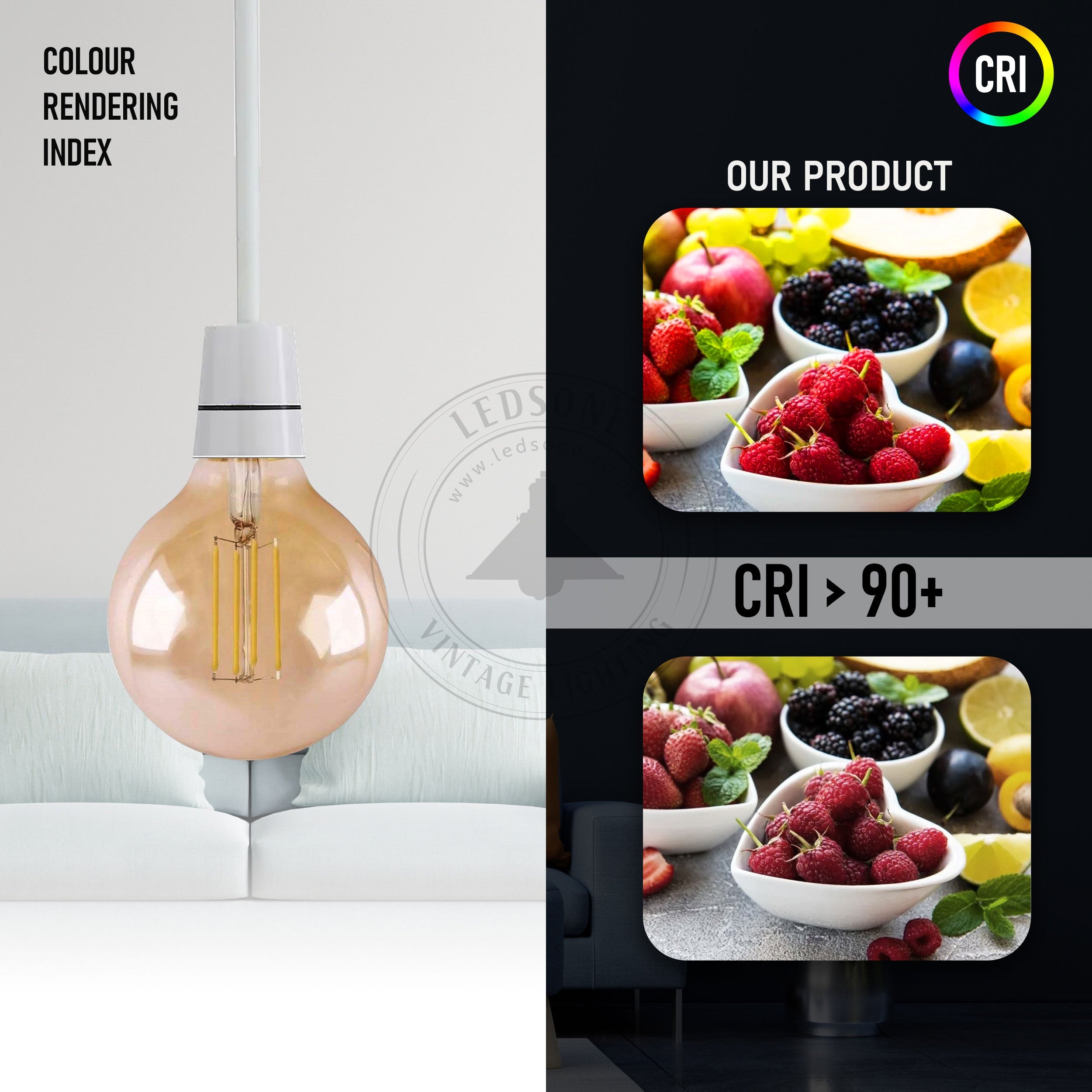 G95 LED Filament Vintage Bulb, 4W B22 Edison Globe, Warm White Dimmable