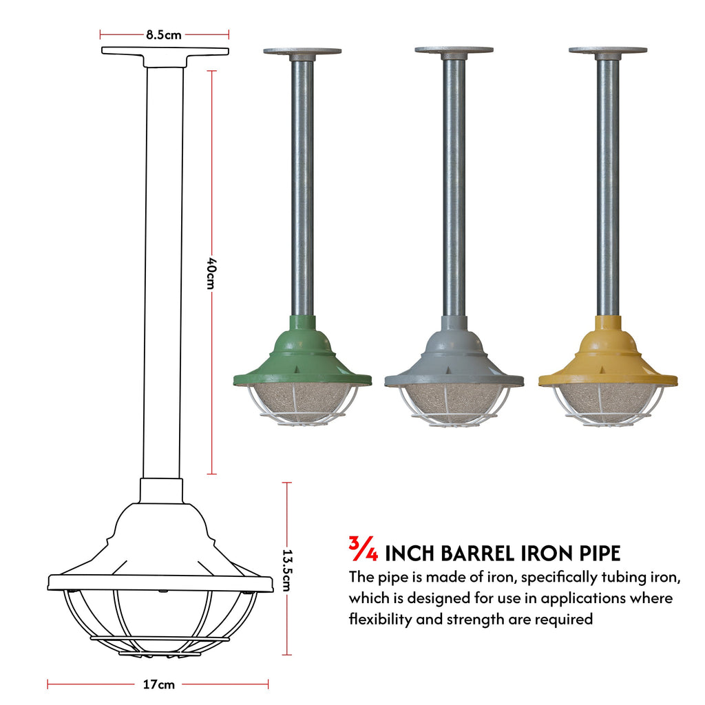 Industrial Conduit 3/4"pipe Pendant light with Metal cage hanging chandelier ~ 6111