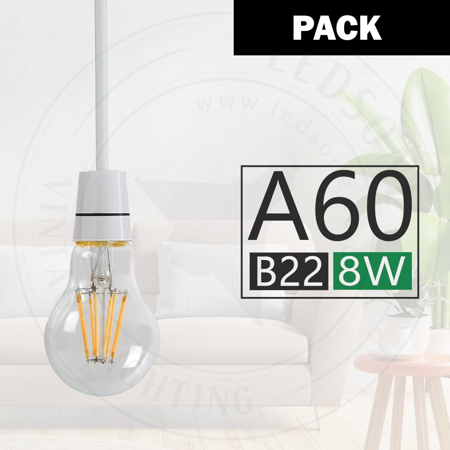 Energy-Saving Vintage A60 LED Bayonet Bulb Dimmable Cool White Light