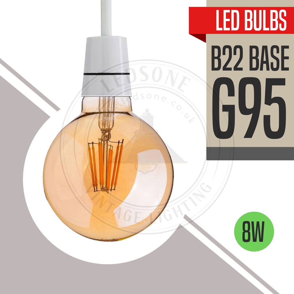 Vintage Edison LED B22 Dimmable Filament Bulb - Energy Saving Amber Glass