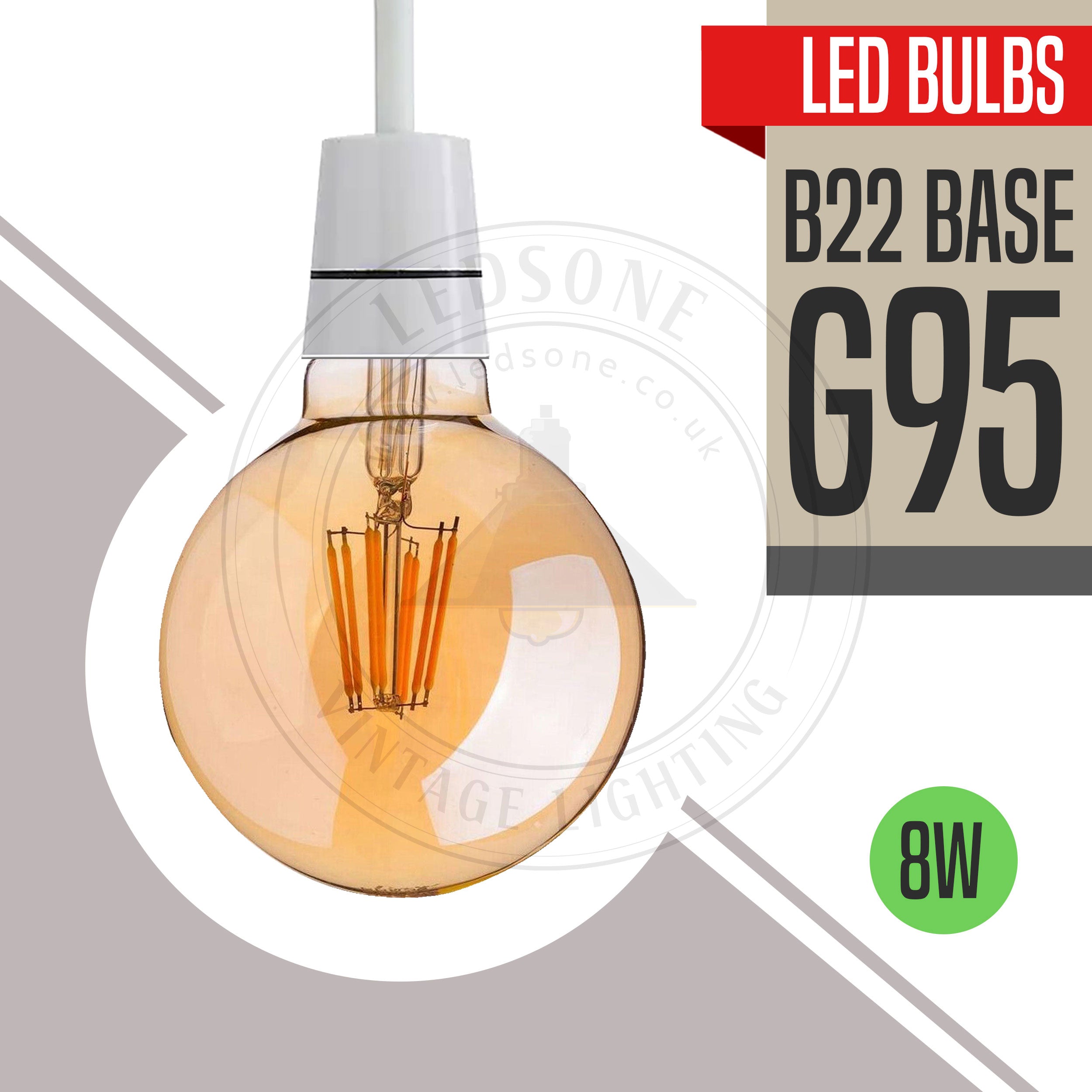 Vintage Edison LED B22 Dimmable Filament Bulb - Energy Saving Amber Glass