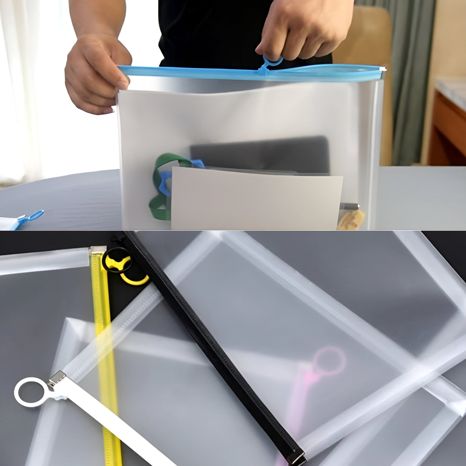 Clear Zipper Document Storage Bag: Waterproof, Durable, Portable File Organizer
