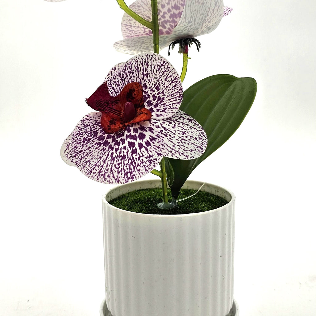 Lifelike Artificial Orchid Plant in Vase, Vibrant Faux Floral Decor
