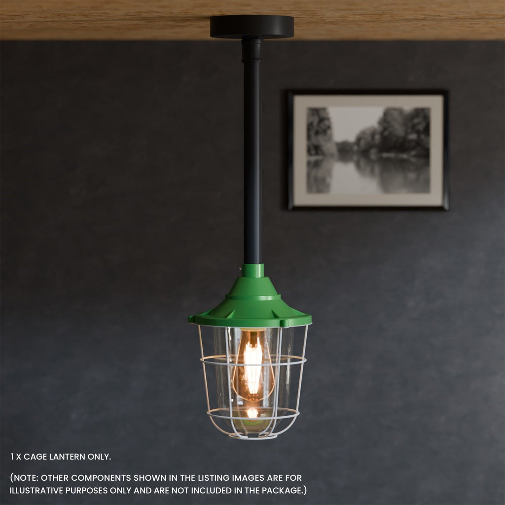 Durable Industrial Caged Conduit Fisherman Wall Lantern with Tempered Glass Shade