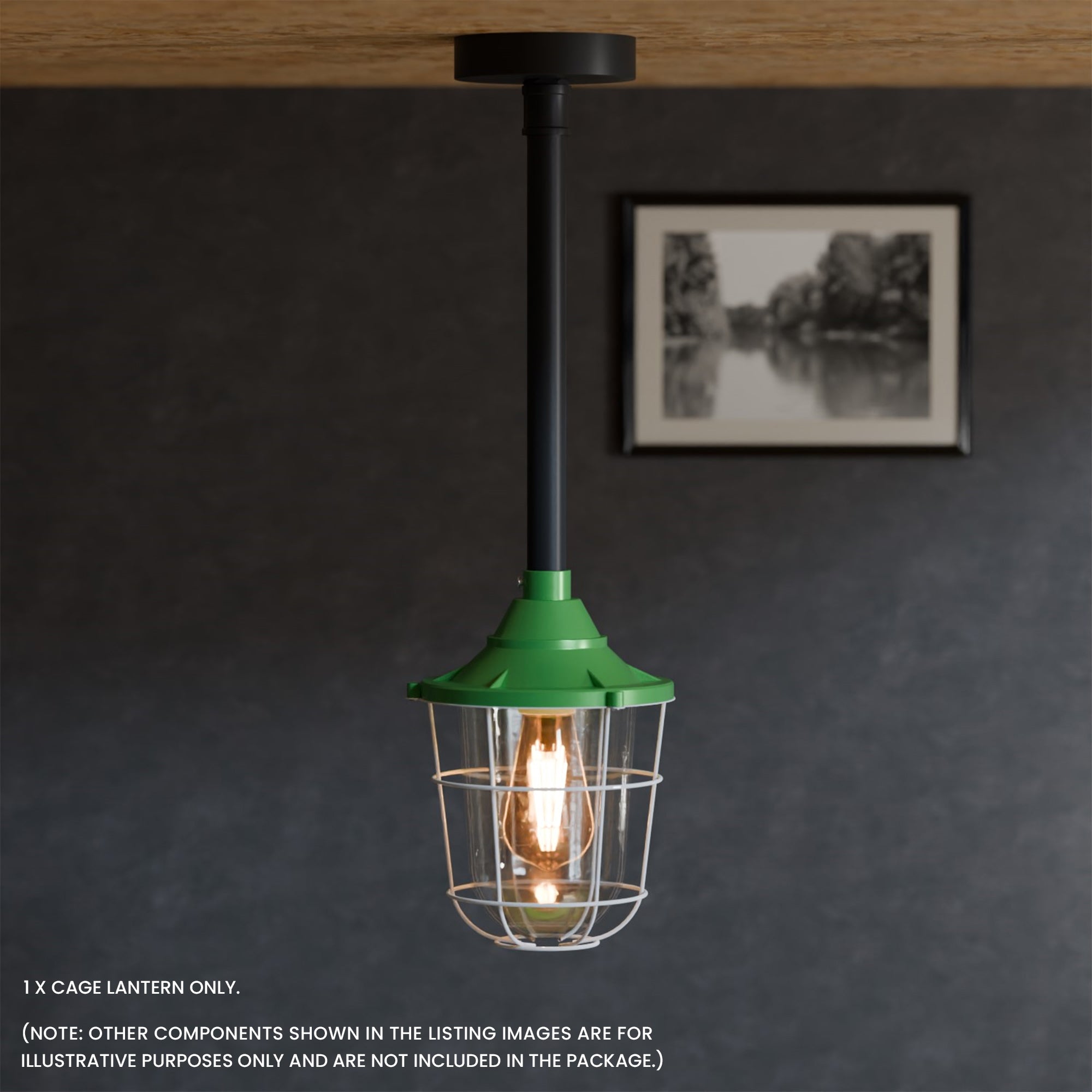 Durable Industrial Caged Conduit Fisherman Wall Lantern with Tempered Glass Shade