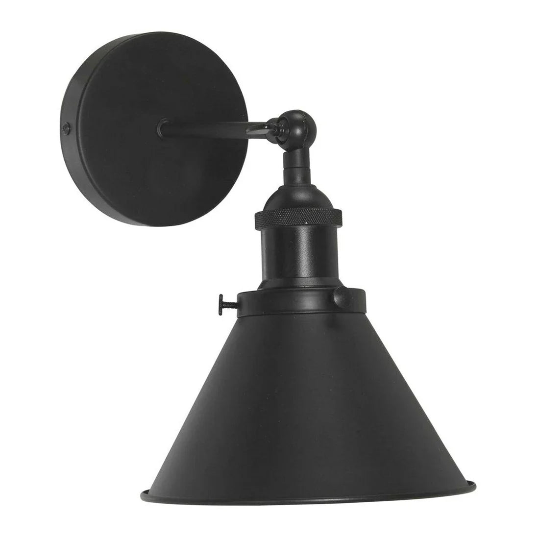 Industrial Black Cone Wall Lamp E27 Holder Adjustable Swing Arm Design