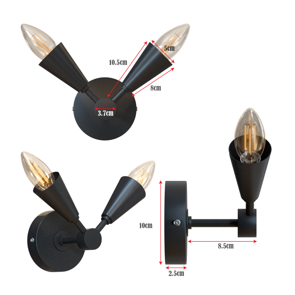 Modern LED Cone Wall Sconce Light Fixture with Adjustable E14 Lamp for Decor