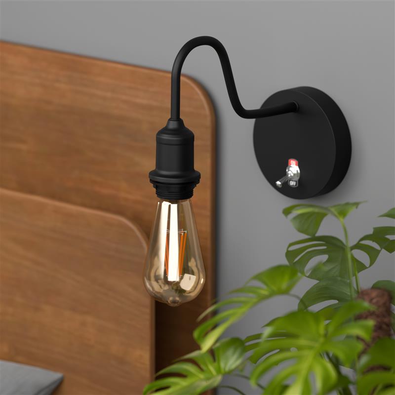 Industrial Modern Black Wall Sconce Light Fixture, Toggle Switch Ceiling Rose