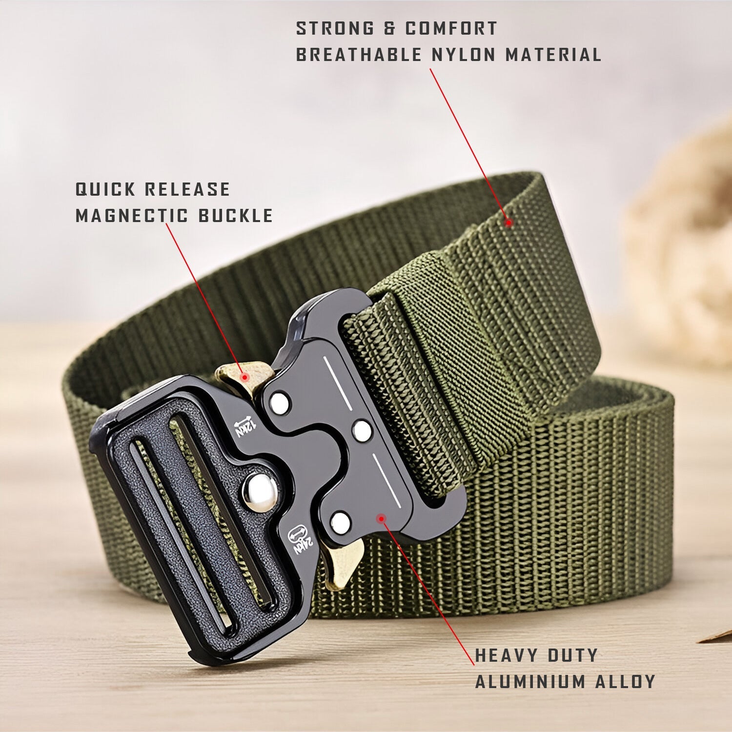 Men's Fabric Trim Adjustable Buckle Belt for Dress and Casual Wear