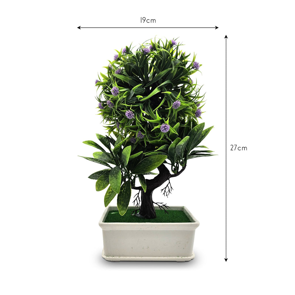 Lifelike Artificial Bonsai Small Tree with Fake Flowers, Easy Care Home Decor Accent