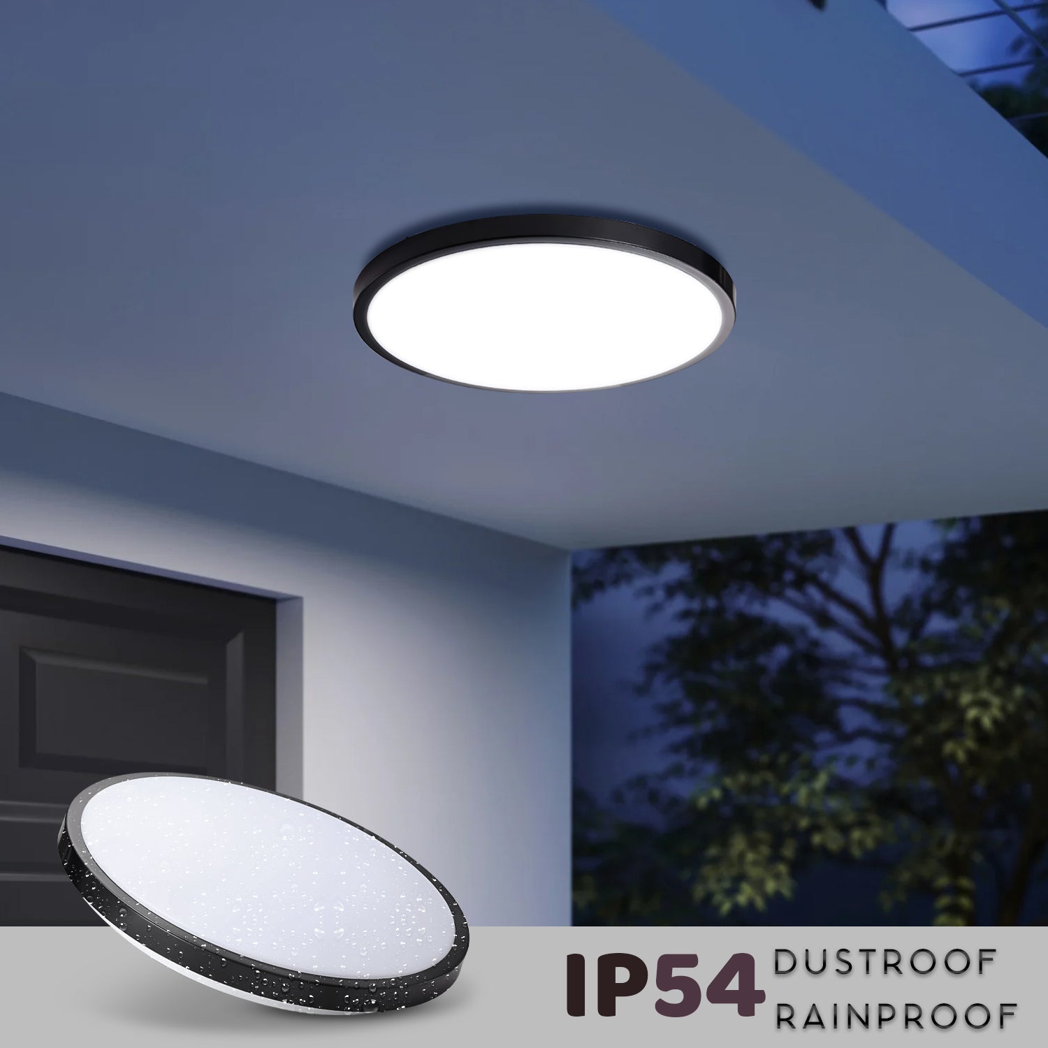 18W Black Round LED Flush Mount Ceiling Light Fixture for Modern Homes