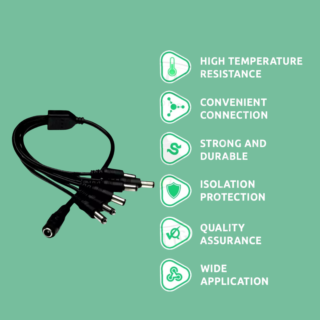 CCTV DC Power Splitter Cable 2.1mm Female to Male Adapter