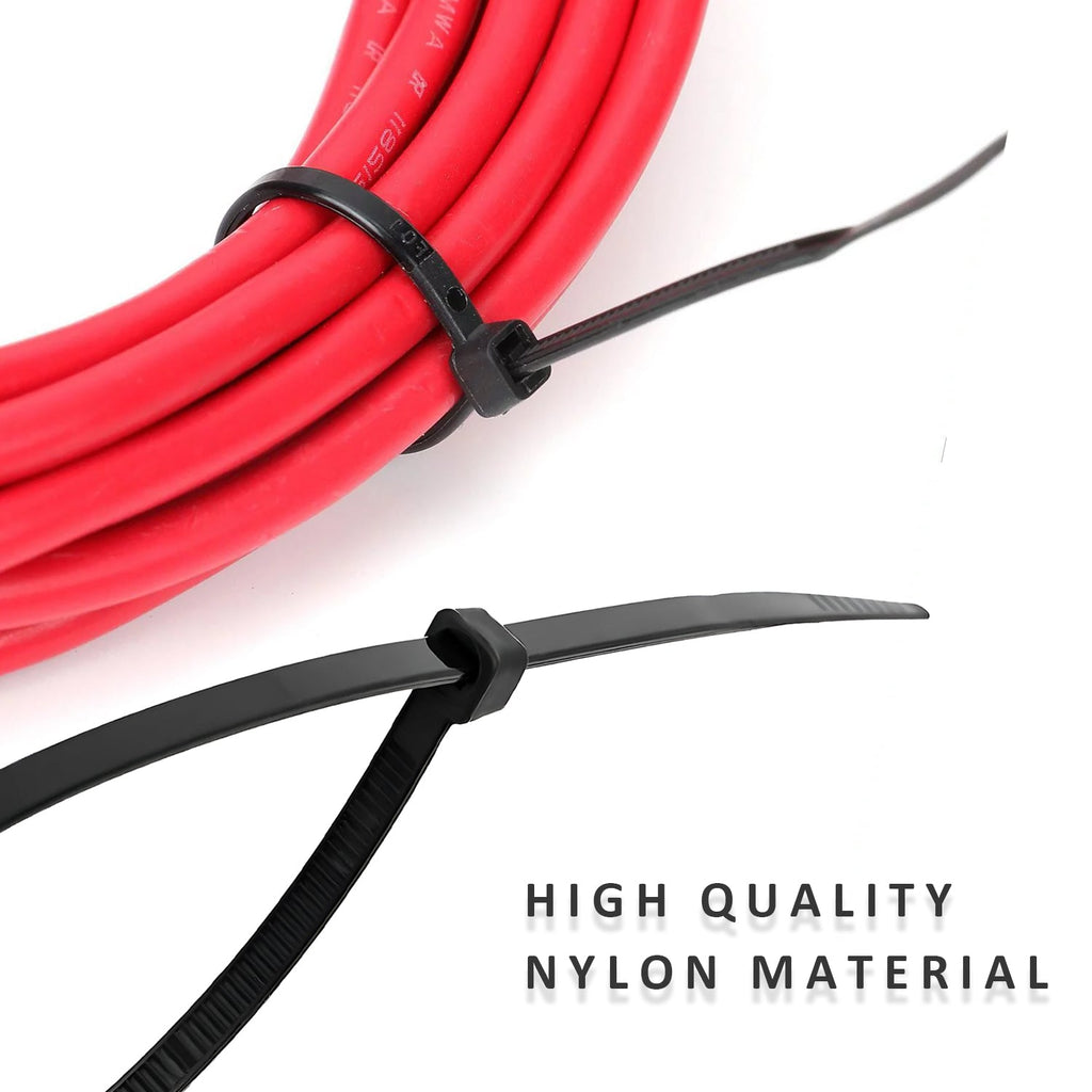 Black Heavy Duty Self-Locking Nylon Cable Ties for Organization