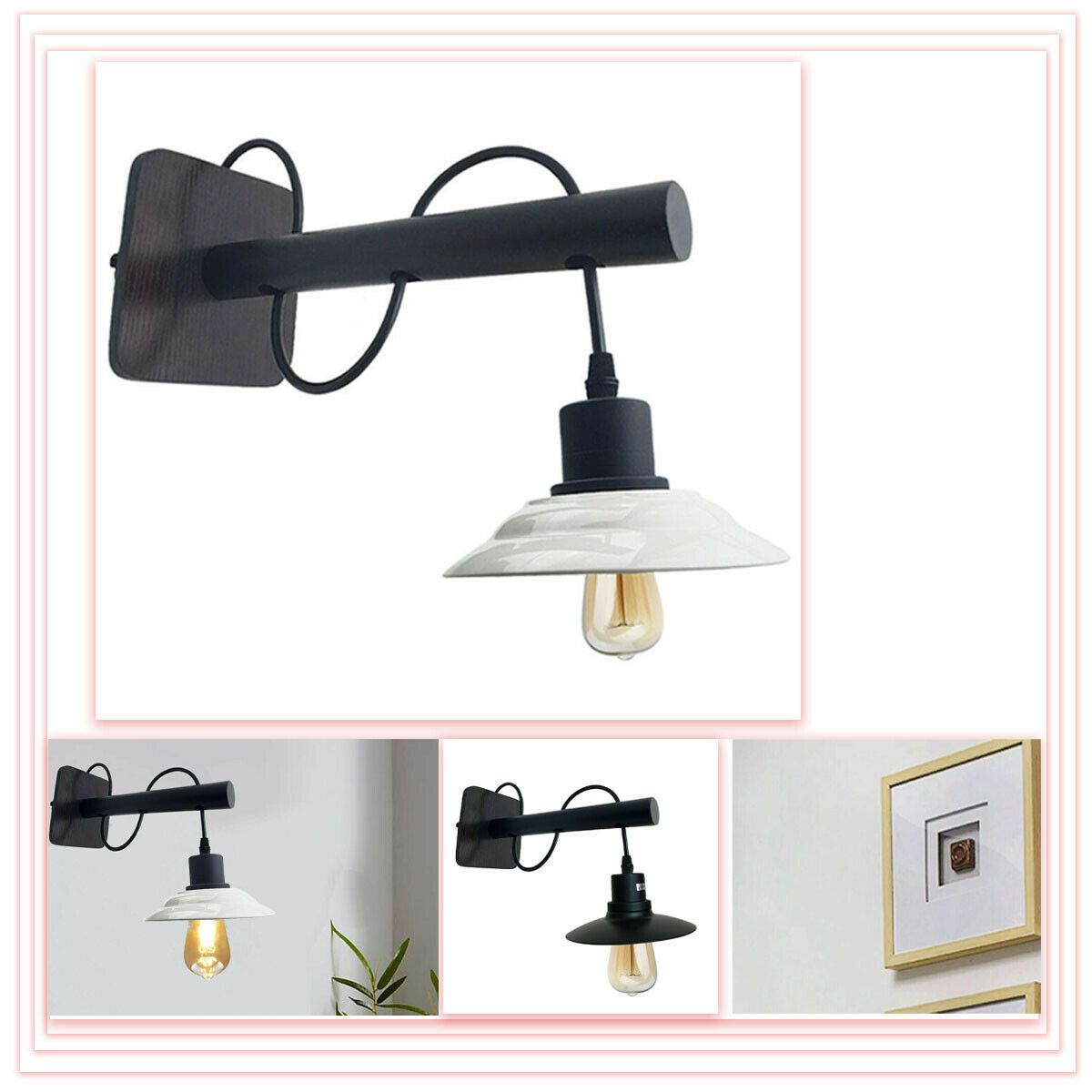 Vintage Modern Indoor White Wall Sconce Wall Light E27 Lamp Fitting Fixture ~6229