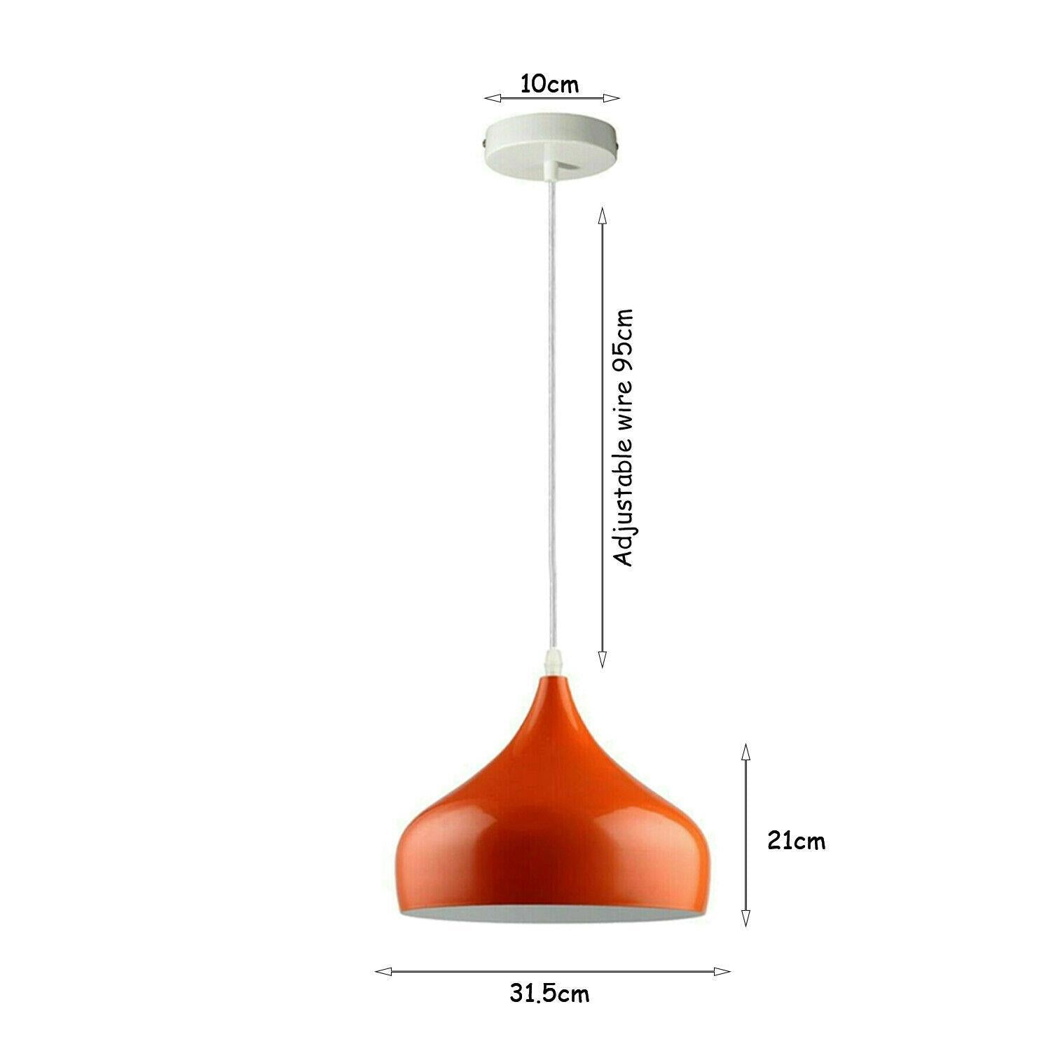 Retro Orange Metal Industrial Pendant Light Fixture, E27 Bulb, Modern Vintage