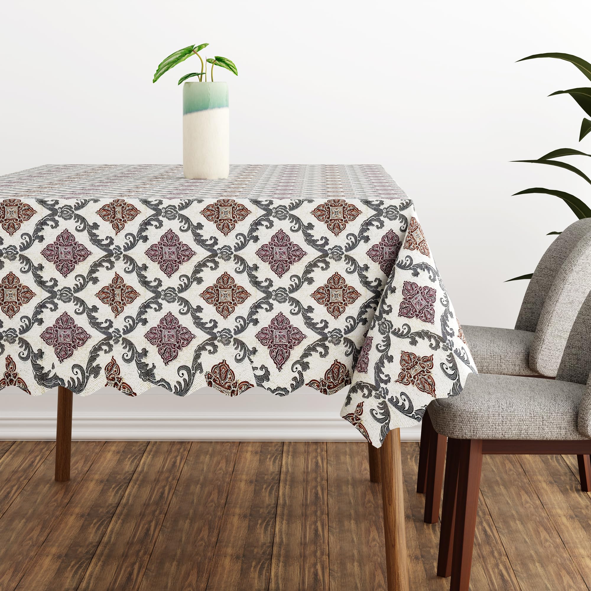 Modern Rectangular Printed Polyester Tablecloth for Dining & Decor, 59x43 Inches