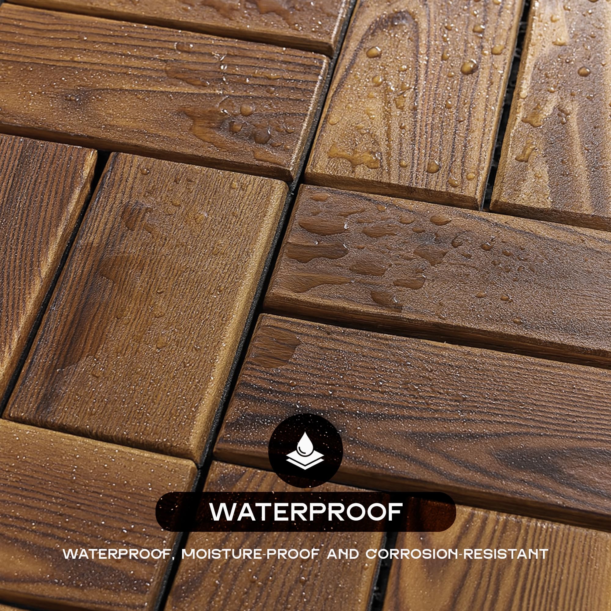Outdoor Wooden Look Composite Decking Tiles 30cm ~6355