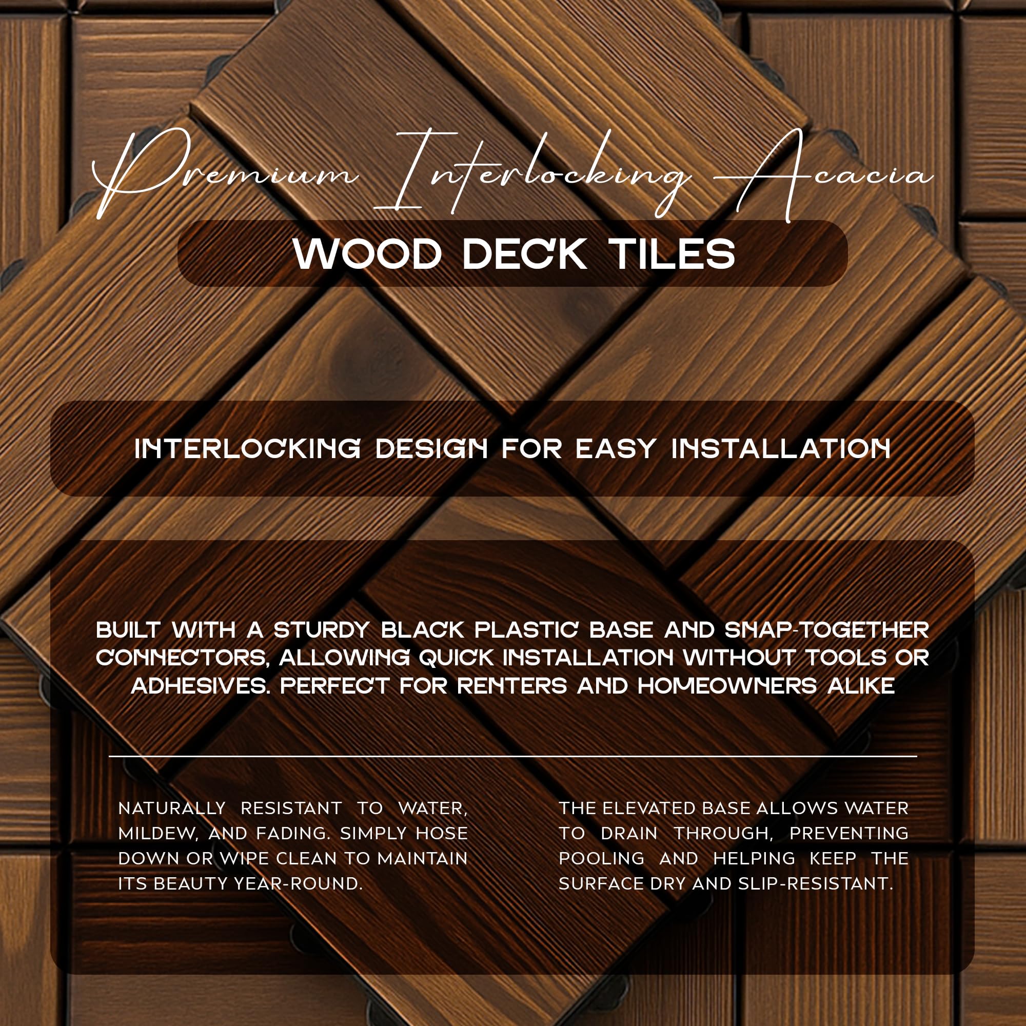 Outdoor Wooden Look Composite Decking Tiles 30cm ~6355