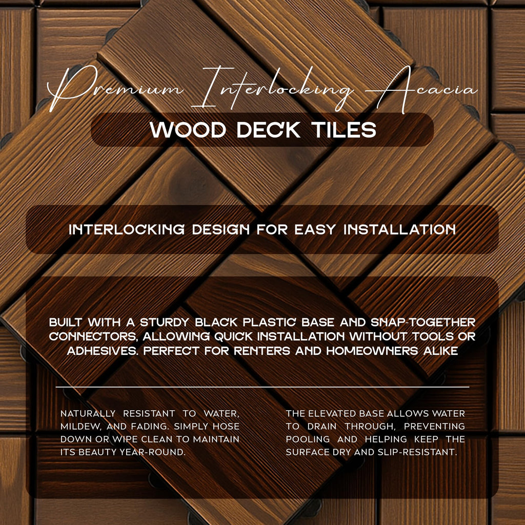 Outdoor Wooden Look Composite Decking Tiles 30cm ~6355