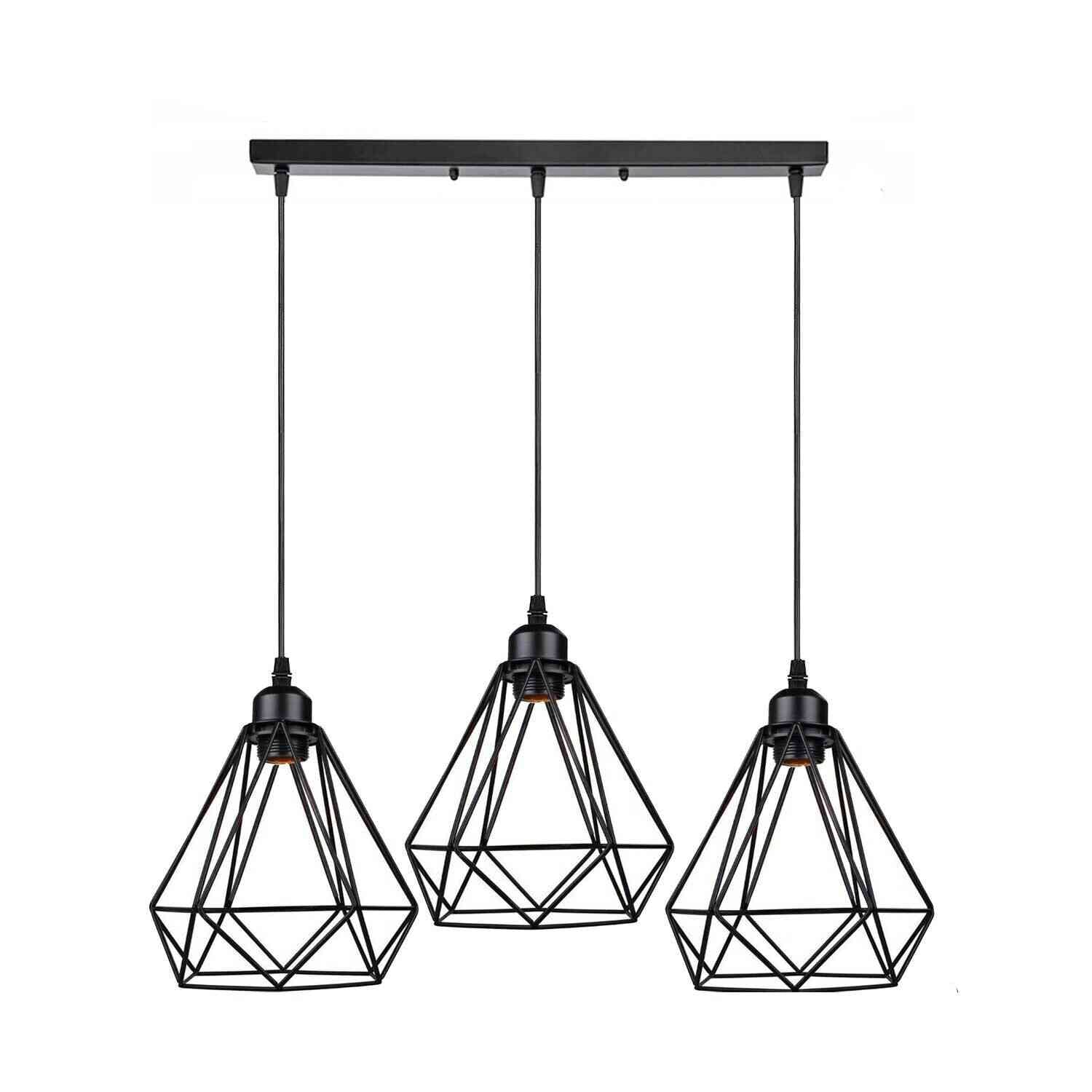 Adjustable Industrial Black Metal 3-Light E27 Dimmable Pendant Ceiling Light