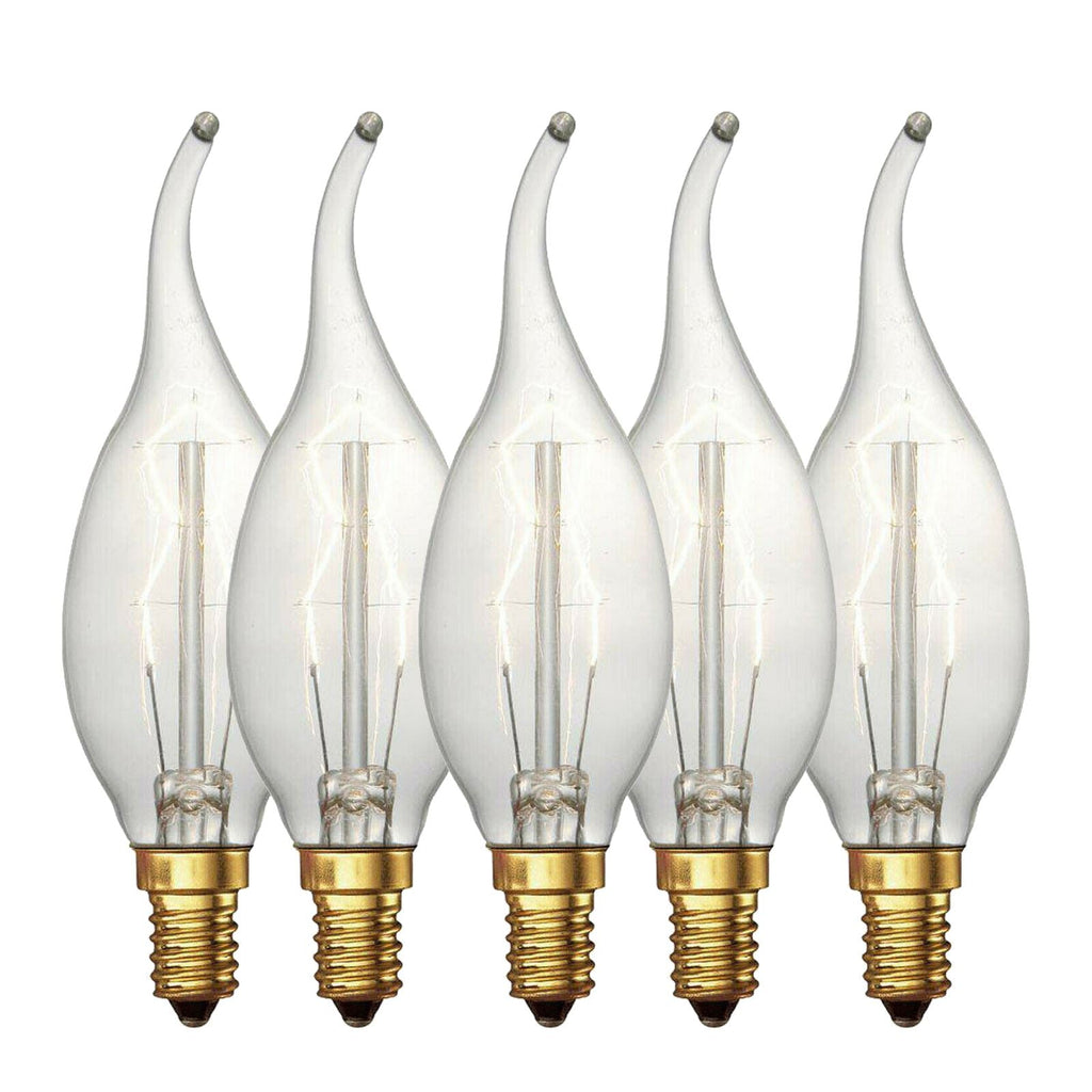 Retro Edison C35 Candle Bulb: 60W E14 Dimmable Warm White Filament Lamp